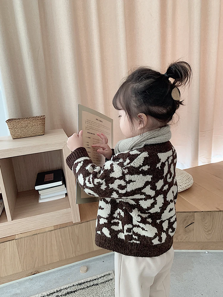 Вязаный кардиган для девочек свитер осенняя и зимняя одежда 2019 чистый хлопок