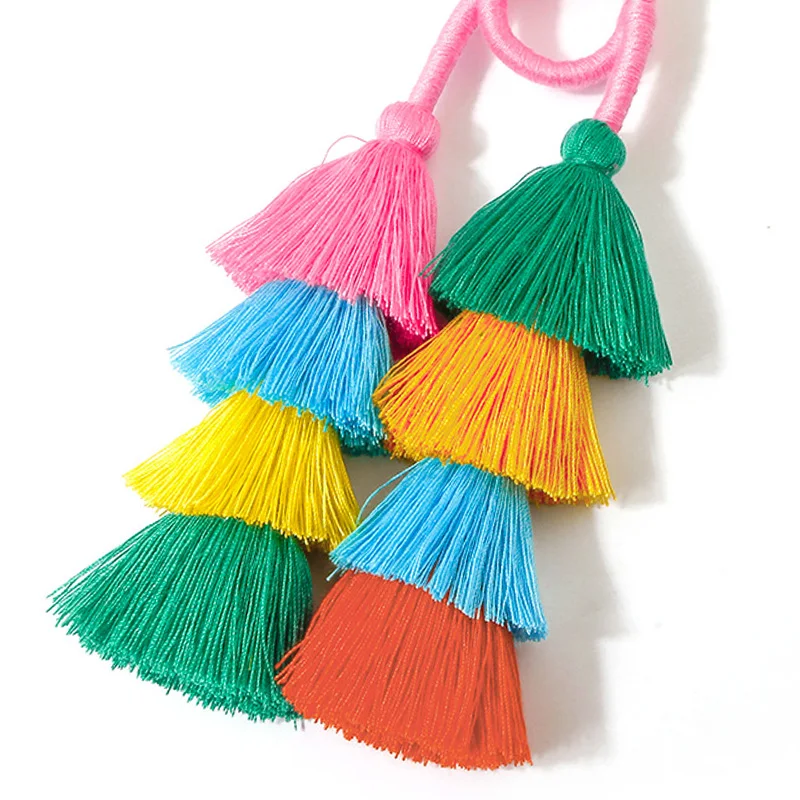 

Original design pure handmade European and American jewelry accessories 2019 new cross-border bag key chain color tassels hangin