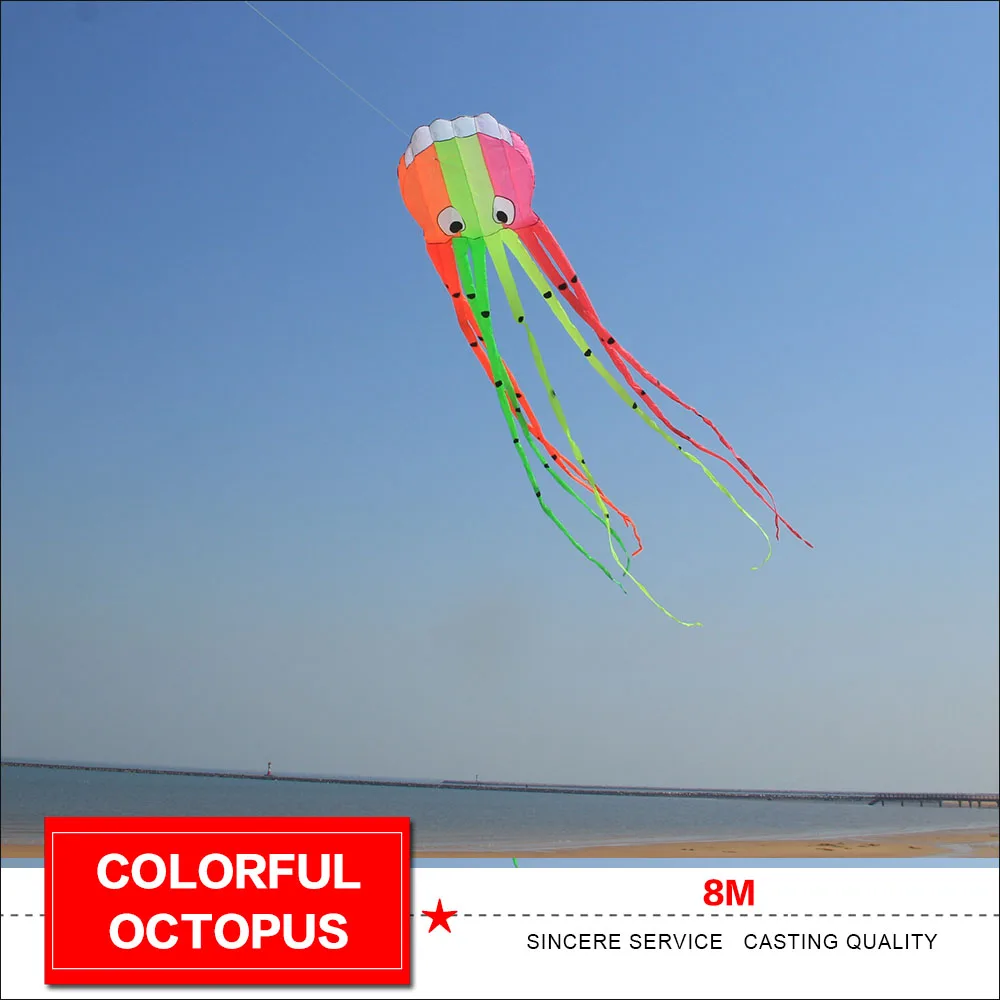 8 м красочный бумажный змей в форме осьминога мягкий надувной для audlts 3D