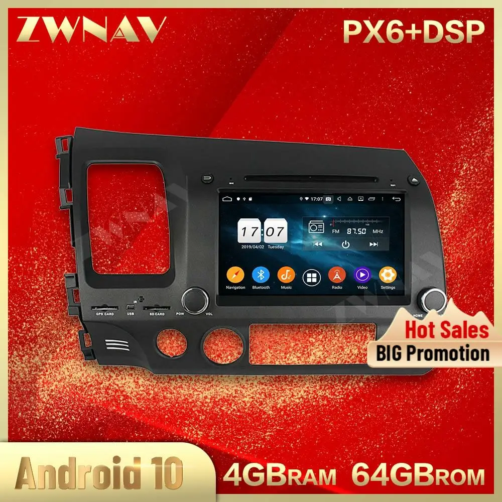 2 din Android 10 0 экран Автомобильный мультимедийный плеер для Honda Civic 2006-2011 аудио Радио