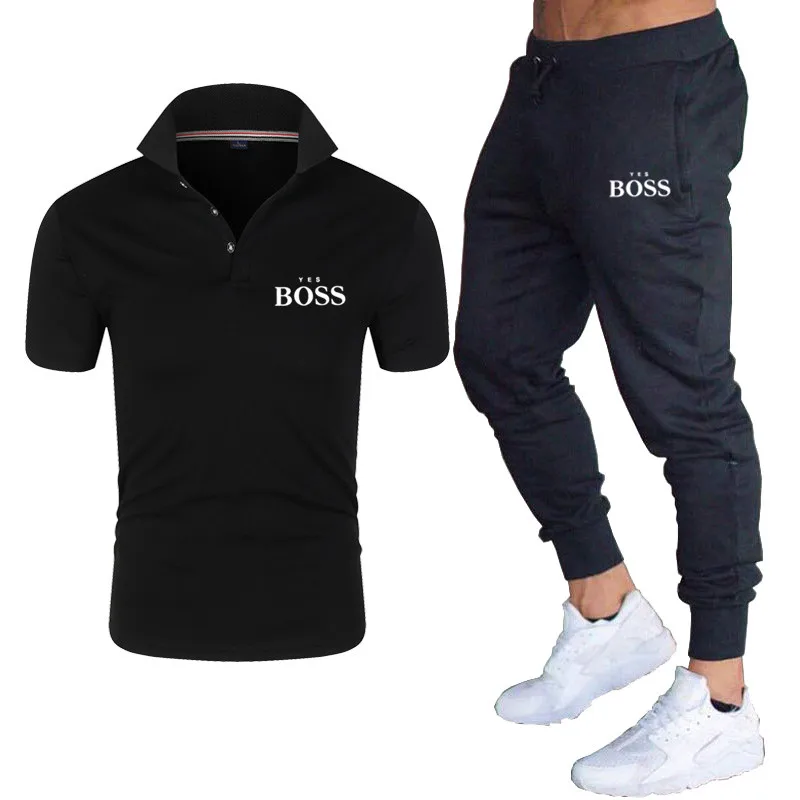 

New brand fashion Boss high-quality casual sports suit men's short-sleeved POLO shirt + pants suit short-sleeved T-shirt + pants