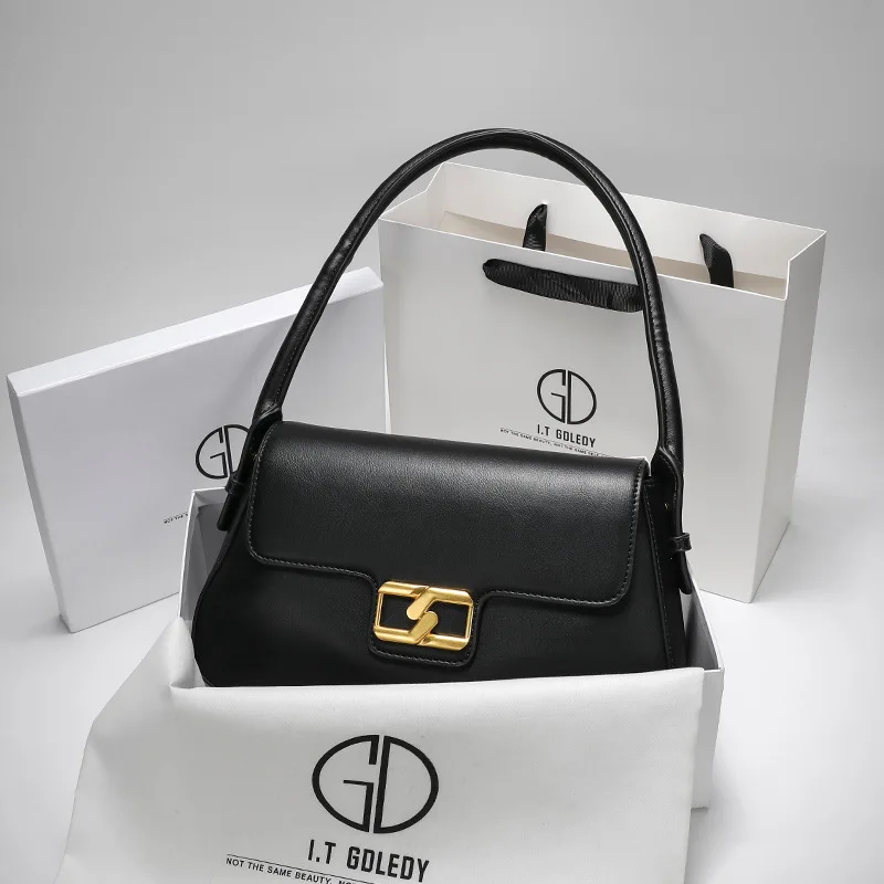 

Luxury Brand Women's Leather Small Square Bag 2021 New Fashion All-match Large-capacity Baguette Underarm Shoulder Bag Cc