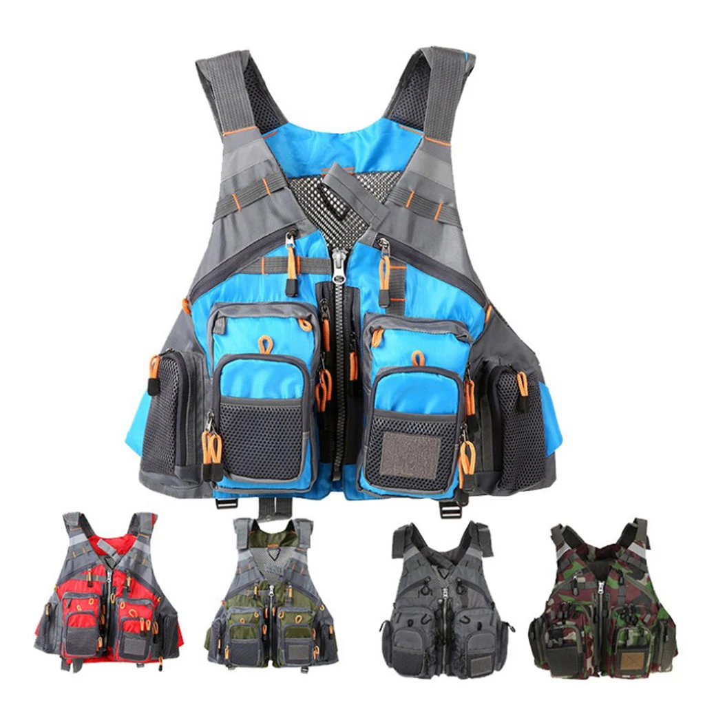

Adjustable Fly Fishing Vest Adjustable Mesh Vest with 13 Pockets Holder Strap