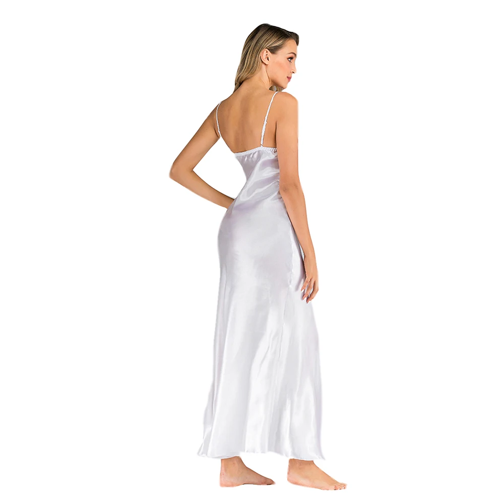 Невеста Спагетти ремни кружева лоскутное атласная сексуальная одежда для сна