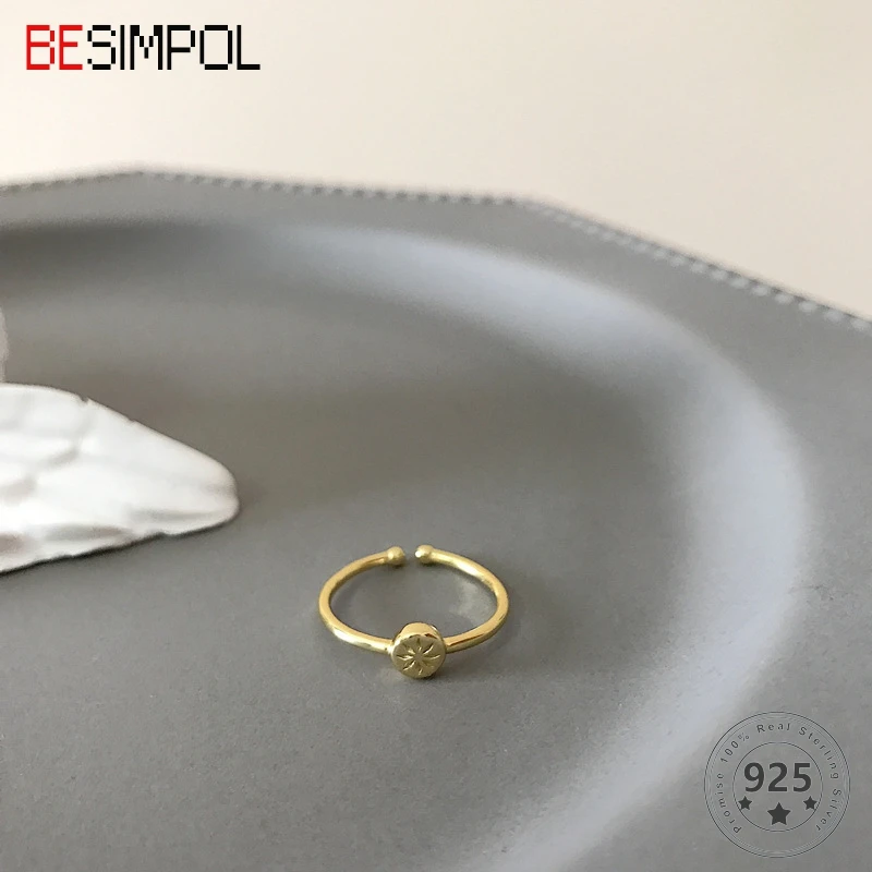 

Besimpol 100% реальные 925 пробы серебряные кольца минималистские небольшие круг Регулируемый Открытое кольцо для женщин Мода ювелирные украшени...