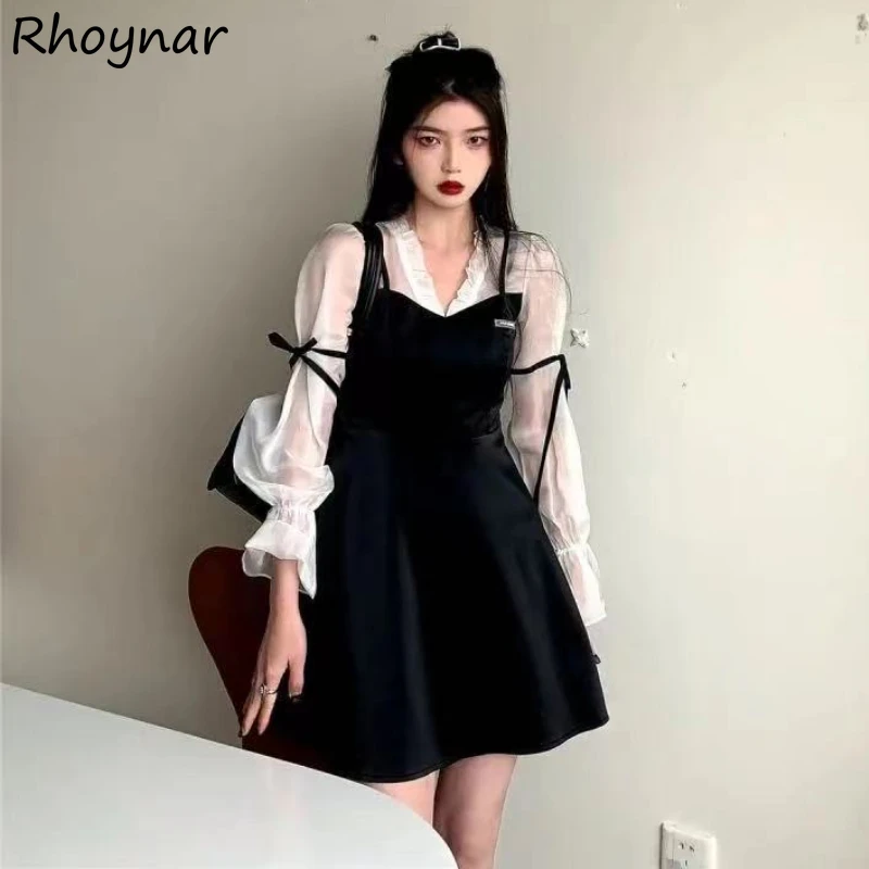 

Платье женское летнее с длинным рукавом и V-образным вырезом