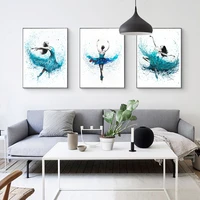 turquoise rain dancer canvas paintings abstract art prints modern ballerina posters wall living room nordic home decor pictures