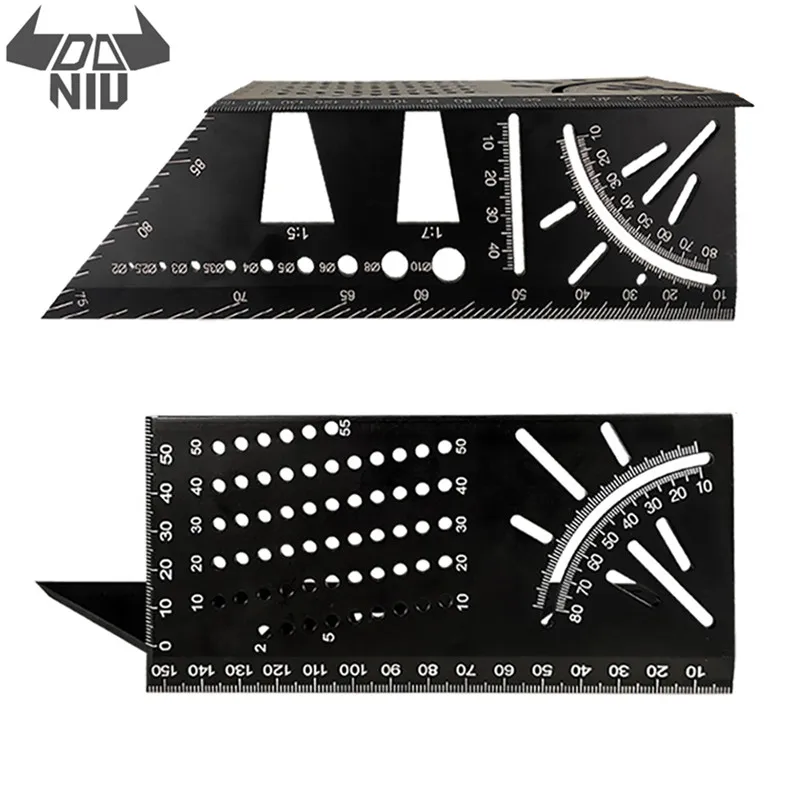 

DANIU измерительная линейка прямоугольного размера для деревообработки, инструмент для измерения угла 3D митры для измерения угловых труб, тр...