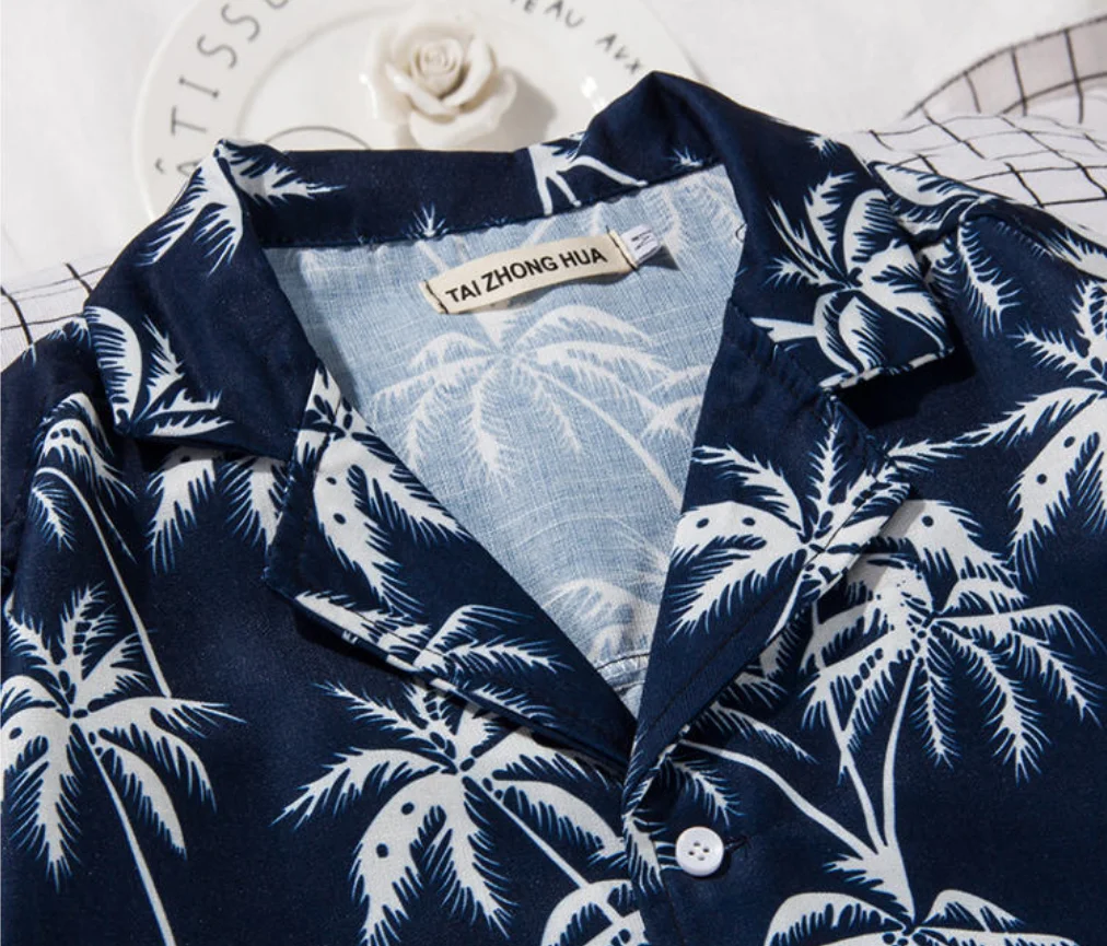 

Men Beach Hawaiian Shirt Tropical Short Sleeve Shirt Men Brand Clothing Casual Loose Cotton Button Down Printing Shirts