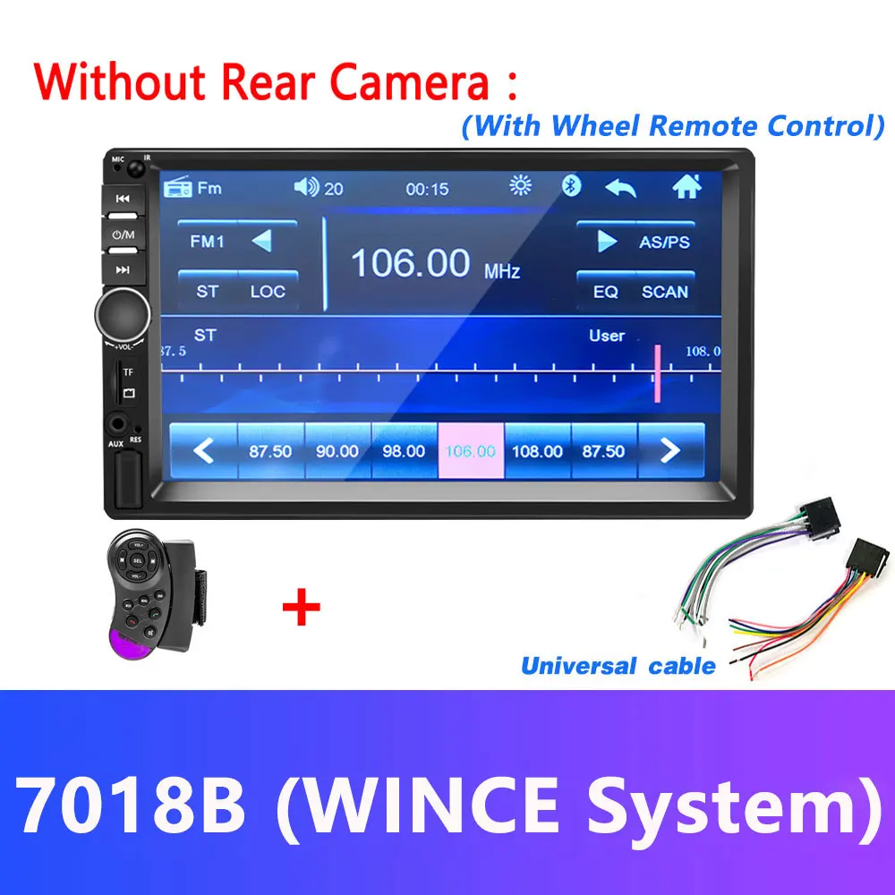 Wheel and MP5 Only Podofo Android 8,1 2 Din автомобильное радио ram 2GB+ rom 32GB Android 7 ''2Din Универсальное автомобильное радио Авторадио gps мультимедийный блок плеер - Цвет: Wheel and MP5 Only