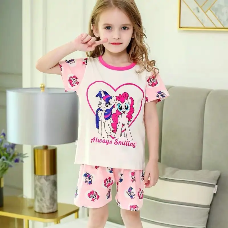 

2pcs Pijamas sets Baby boys girls short sleeve kids cotton anime dinosaur car sleepwear children clothes nightwear