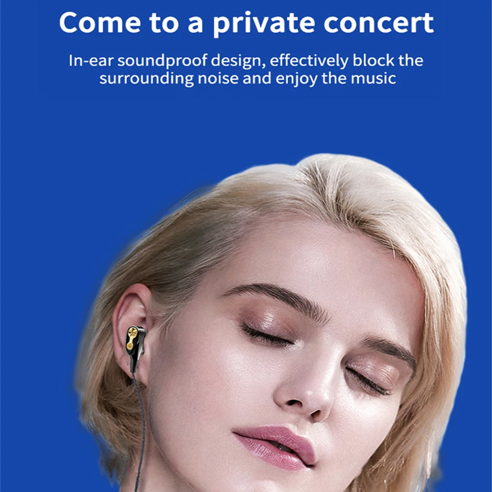 

Type C Dual Drive Stereo Earphone With Mic In-ear Type-C Headset Earbuds Super Bass Earphones For Huawei Xiaomi