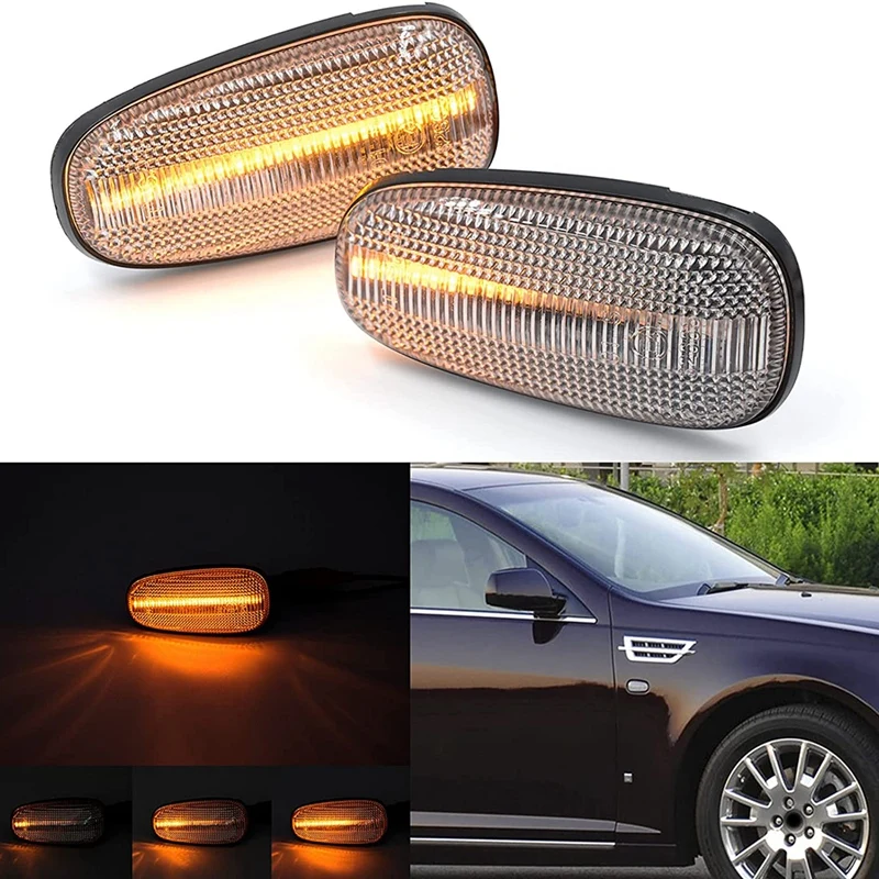 

2Pcs Dynamic Sequential Blink LED Fender Side Marker Lights for Cadillac STS 2005-2011 Front Turn Signal Lamp
