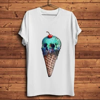 skull ice cream funny t shirt men summer new white casual homme cool streetwear t shirt unisex tee