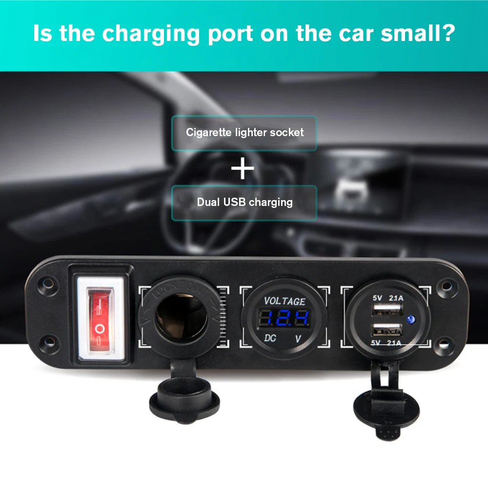 

12V/24V Car Mobile Phone Charger Car Toggle Switch Dual USB Power Charger Tool