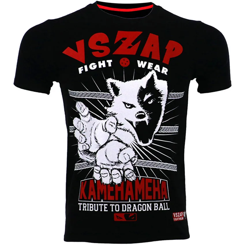 

Vszap Men MUAY THAI Mma Jersey Boxing MMA Sleeve Fight Wear Tiger Muay Thai T Shirt Wolf Warrior BJJ Sauna Suit Military T-Shirt