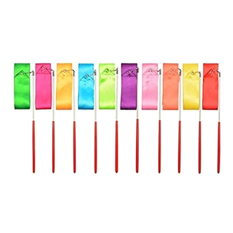 

10 Piece Rainbow Band Dance Ribbon Children's Rhythmic Gymnastics Ribbon Art Dance Swirl Training
