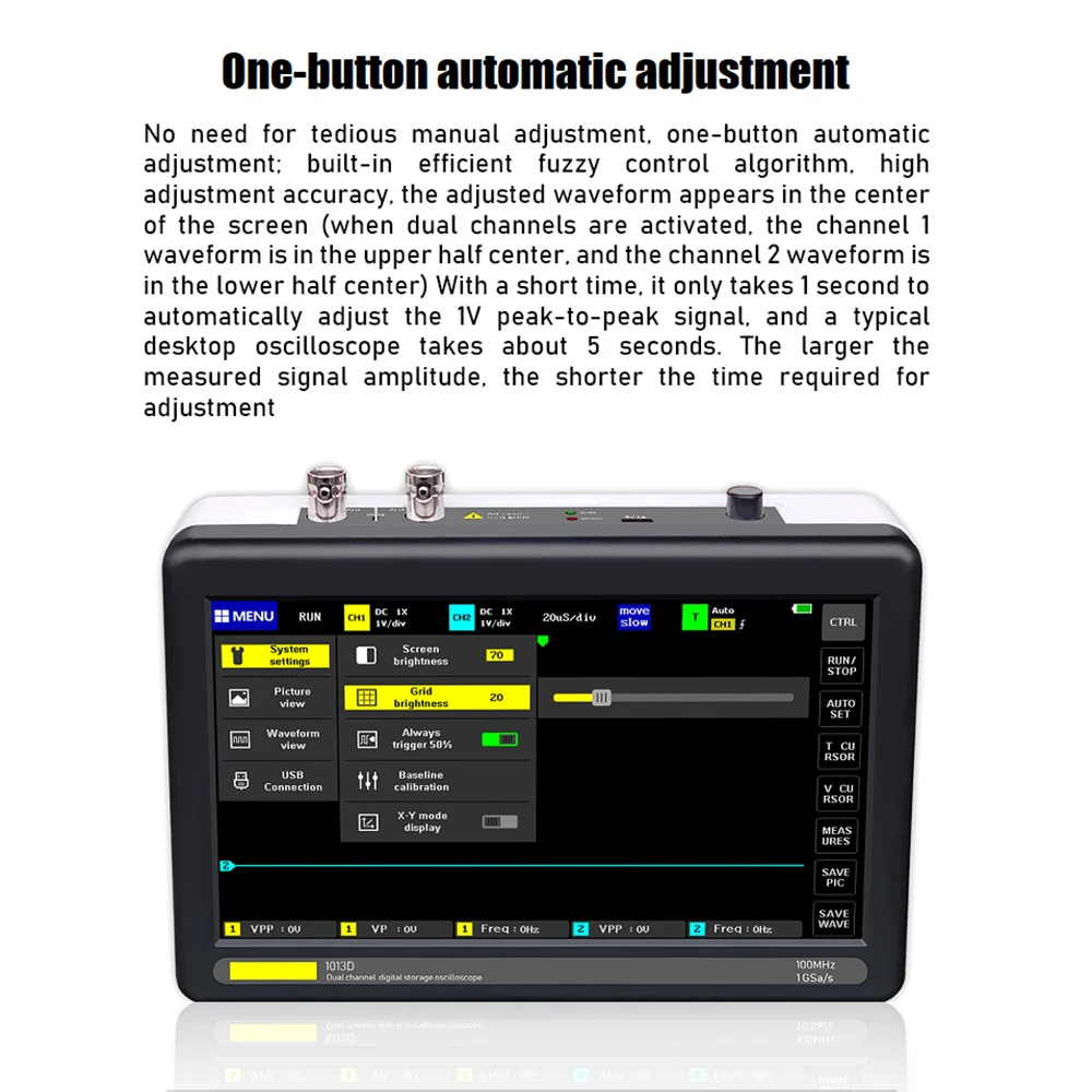 Цифровой осциллограф планшет 1013D двухканальный мини с полосой пропускания 100M 1GS