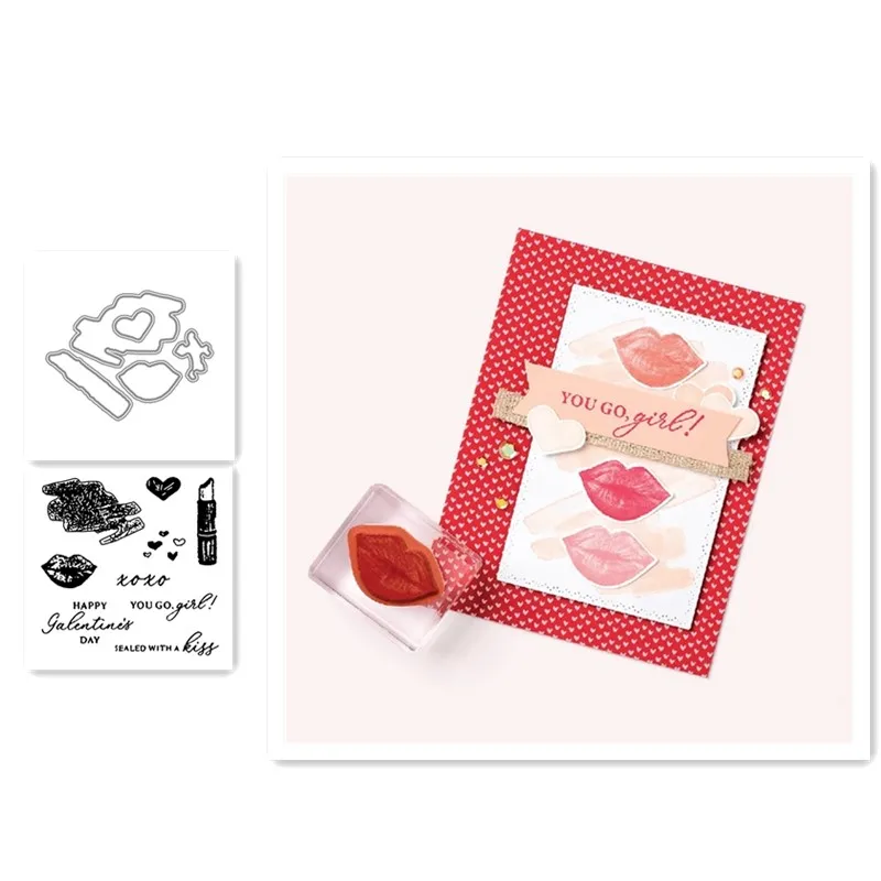 

Lipstick Metal Cutting Dies And Stamps Set Scrapbooking Steel Craft Die Cut Embossing Paper Cards Stencils Scrapbook Dies 2021