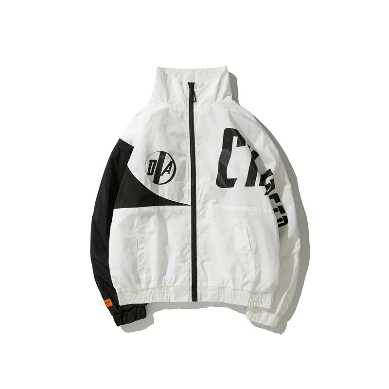 2019 Hip Hop Jacket Windbreaker Men Harajuku Color Block Loose Casual Track Streetwear | Мужская одежда
