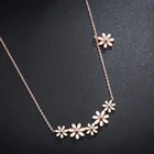 2021 корейская мода маленькое ожерелье Маргаритка ожерелье из титановой стали короткое ожерелье с шестью маленькими хризантемами Женское Ожерелье