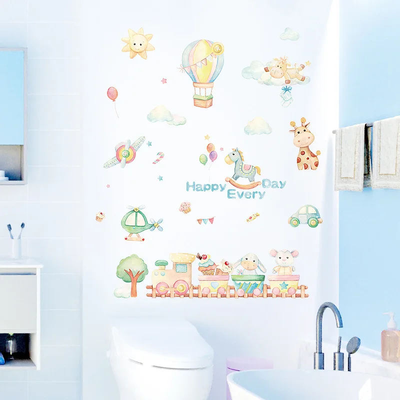 

Creative Cartoon Happy Every Day Balloon Decoration Wall Stickers Self-adhesive Paper Room Decoration Wall Stickers