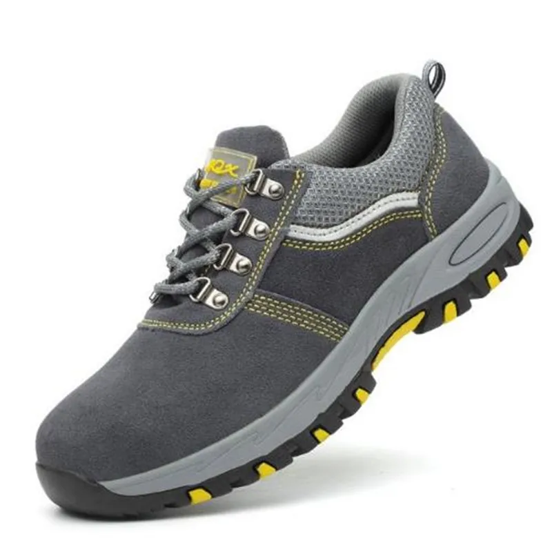 

Big Size 36-46 Fashion Safety Shoes Men Steel Toe Cow Suede Men Work Shoes Breathable Wear-resisting Puncture-proof Safety Boot