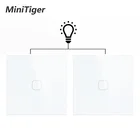 Стеклянная Хрустальная панель Minitiger, стандарт ЕС, 1 комплект, 2 канала освещения, сенсорный переключатель, водонепроницаемый и огнестойкий 2 шт.упак.