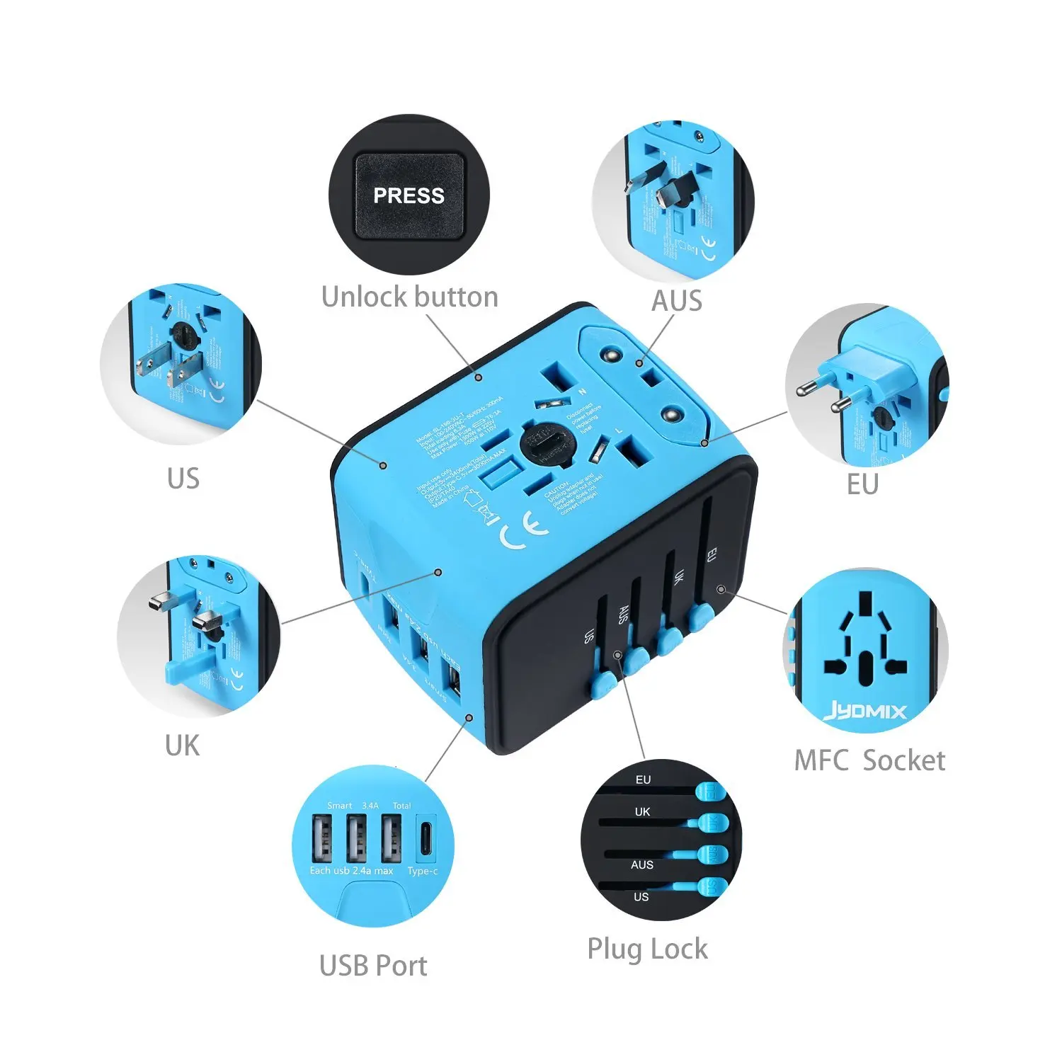 Дорожный адаптер Универсальный Штепсель питания Великобритания ЕС Австралия