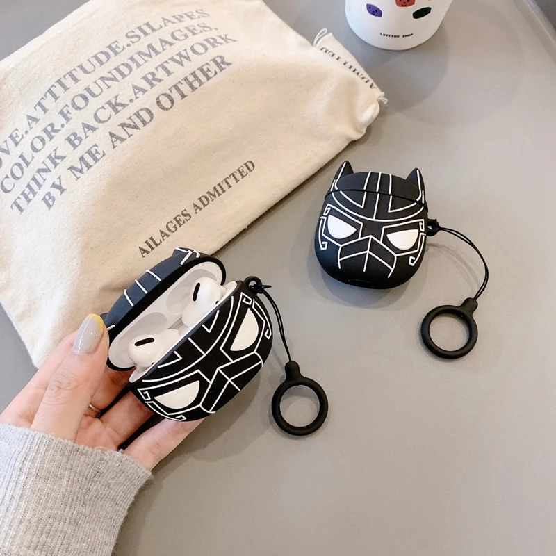 Мягкие чехлы для наушников Apple AirPods 1 2 3 с черной леопардовой пантерой зарядный