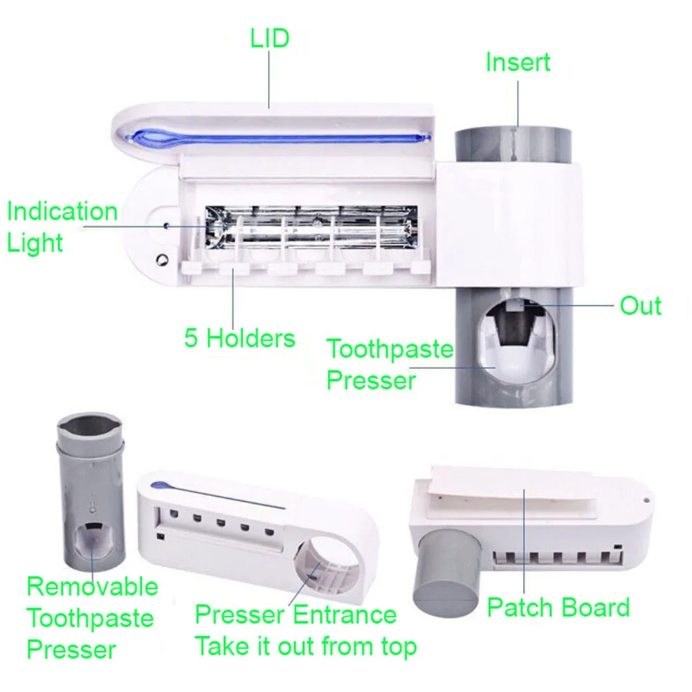 

Dropshipping + COMFIDENTIAL UV Light Ultraviolet Toothbrush Sterilizer Automatic Toothpaste Dispenser Toothbrush Holder Home