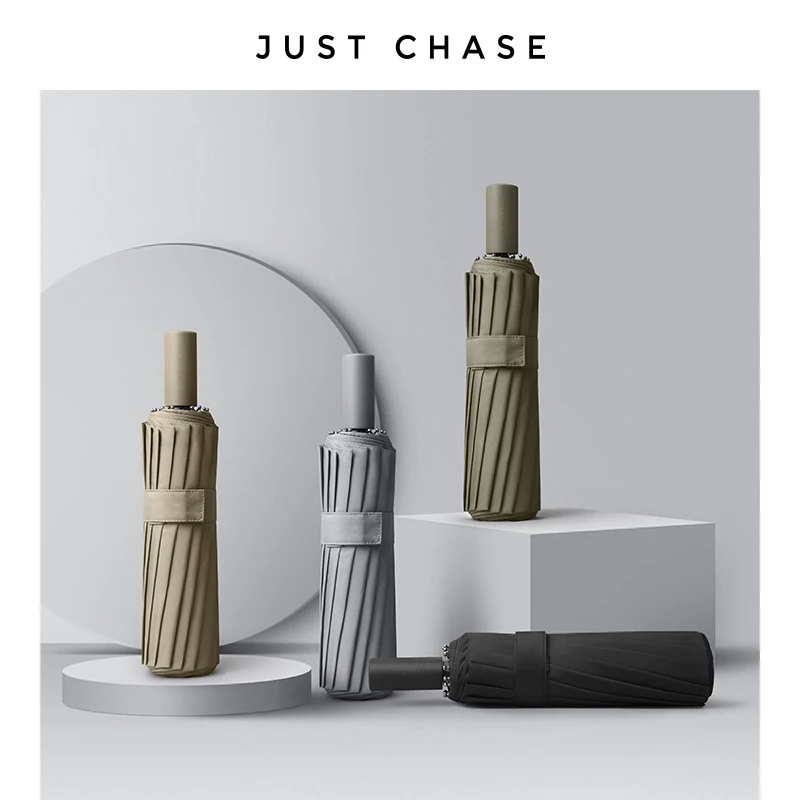 Большой вращающийся зонт светоотражающий зонтик складной в деловом стиле для