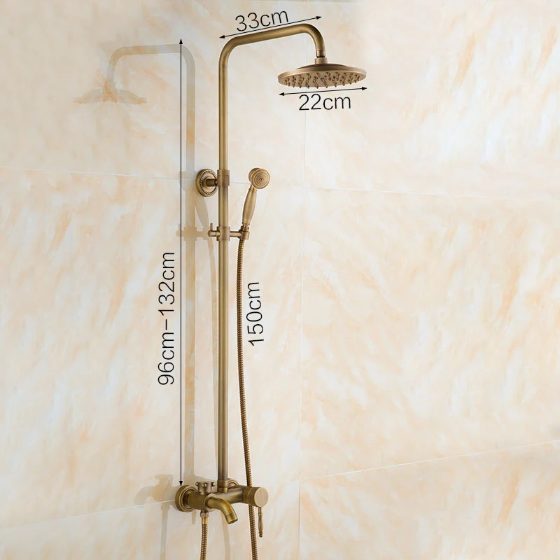 Настенный смеситель для душа 2 стиля античный латунный с дождевой насадкой 8