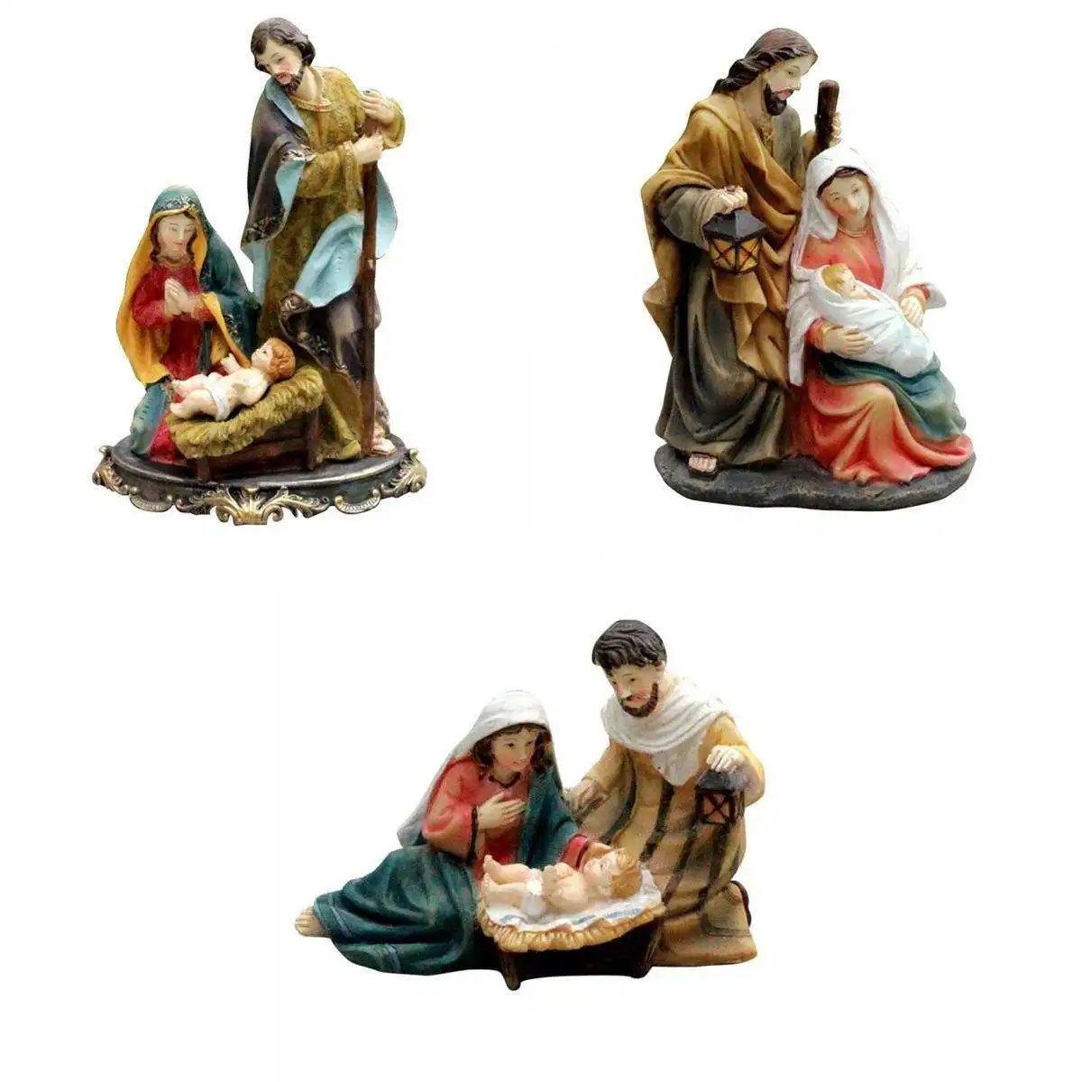 

3x Holy Family Nativity Resin Statue Religious for Living Room Home Desktop