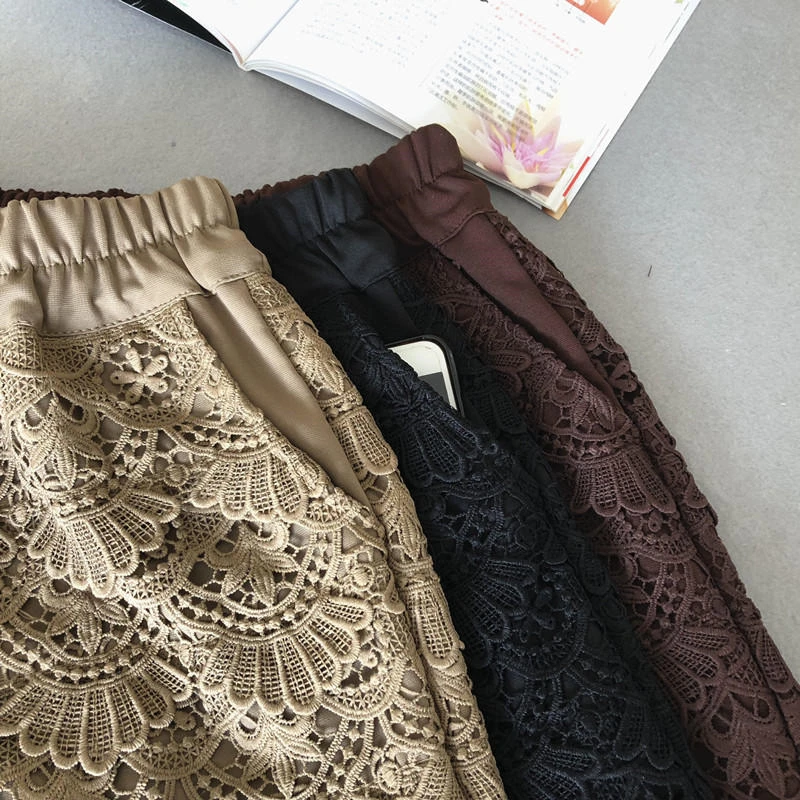 

2021 Sexy Lace Shorts Women Spring Summer High Waist Shorts Elastic Wide Leg Short Shorts White Black Lady Short Feminino K584