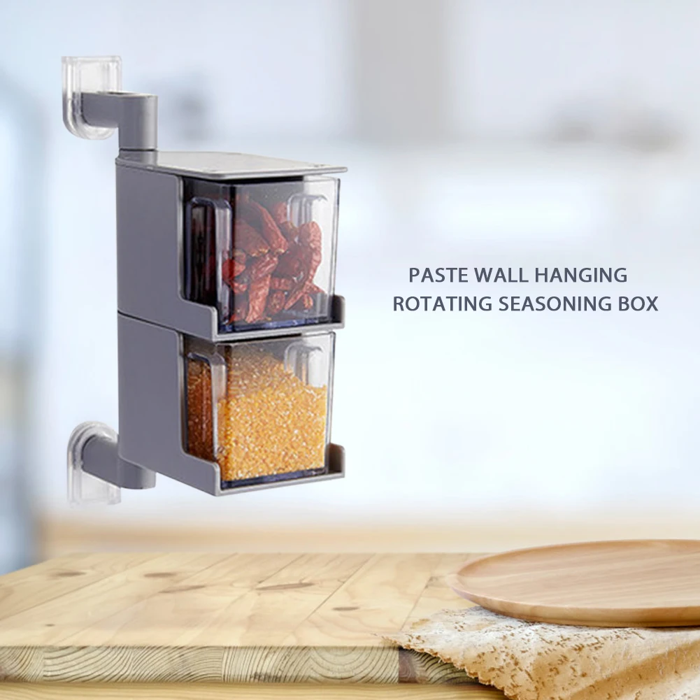Вращающаяся настенная коробка для приправ и банок кухонная подвесная полка