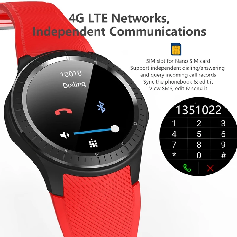 DM368 Plus умные часы Bluetooth Smartwatch 4G Network MT6739 Android 7 1 Гб + 16 ГБ с пульсометром Gps Wifi черный |