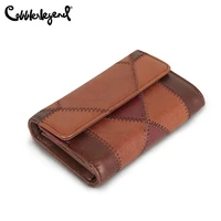 cobbler legend women genuine leather short wallet ladies coin purse stitching leather folding card card holder retro clutch