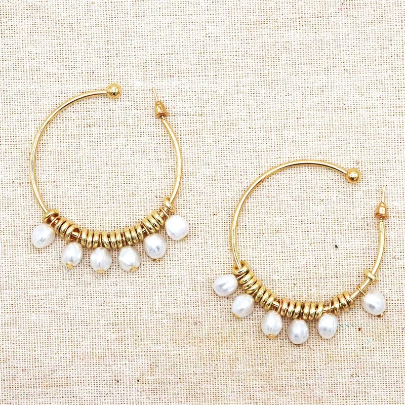 

ZHONGVI 2021 Fashion Gold Exaggeration Big Circle Earrings For Women Large Beaded Pearl Statement Drop Earrings Wedding Jewelry