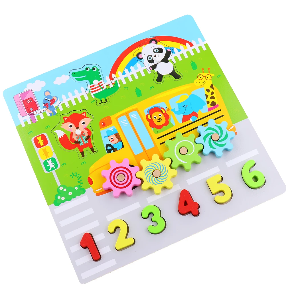 

Kids Wooden Number Gear Puzzle Board Toy Early Math Educational Toys for Children Preschoolers