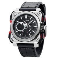 feice mens square automatic mechanical watch fashion luminous 10atm waterproof leather luxury sapphire calendar watch fm507