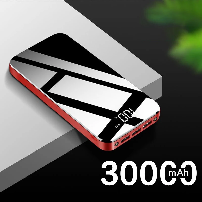30000 мАч Power Bank портативный Быстрый портативное зарядное устройство с 3 портами