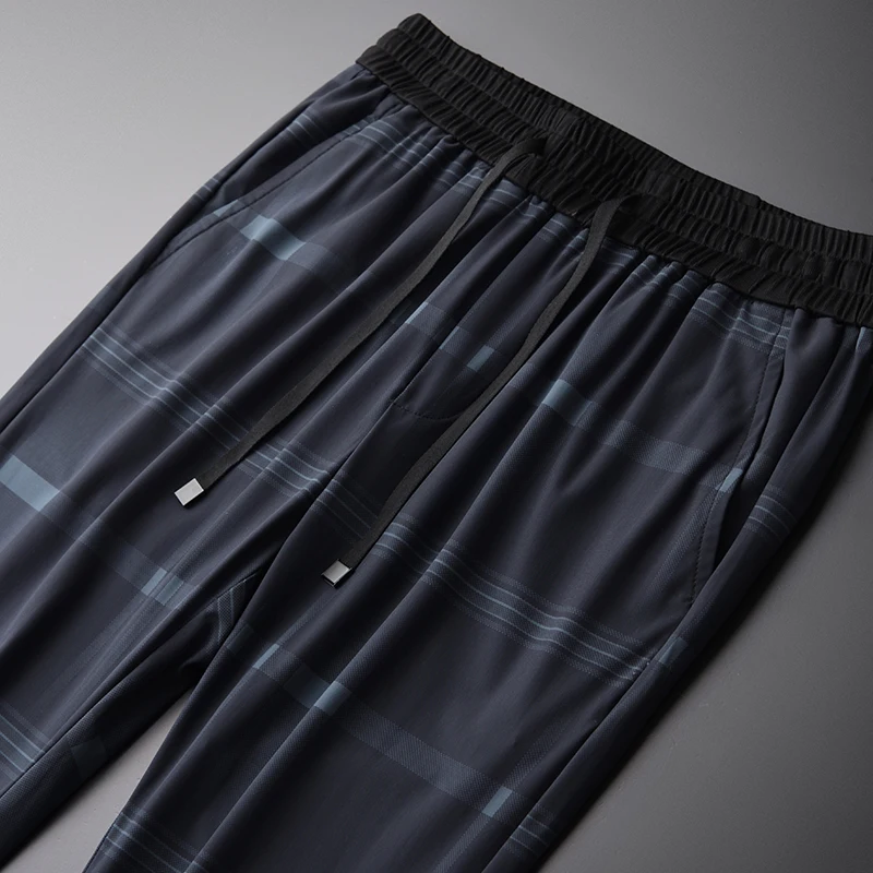 Мужские брюки с принтом в клетку большие размеры 4xl роскошные дышащие Стрейчевые