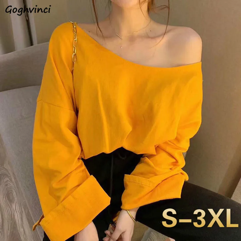 

Женские футболки с длинным рукавом, хлопковые разноцветные, удобные, однотонные, простые, универсальные, большие размеры 3XL, мешковатые, для ...