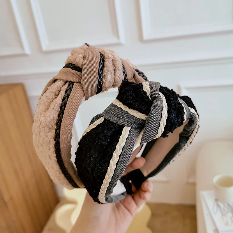 

Повязка для волос женская с бантом, модный головной убор с узлом, широкий ободок, повседневный аксессуар на голову