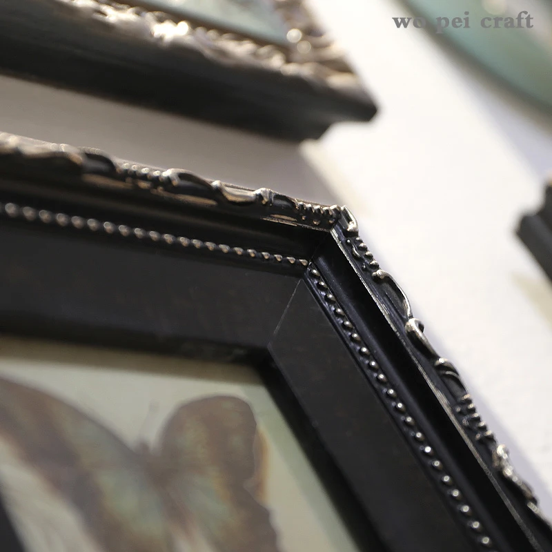 

9-21/set American Retro Home Wall Hanging Deer Head Art Oil Painting Photo Solid Wood Photo Frame Wall Ornament Home Decoration