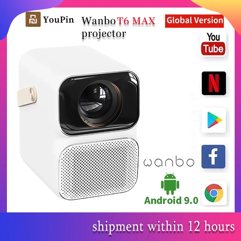 

Xiaomi Wanbo T6 MAX Projector 1080P HD Android 9.0 550ANSI Lumens 5G WIFI Screen BT5.0 2+16GB AI Voice Control Home Theater