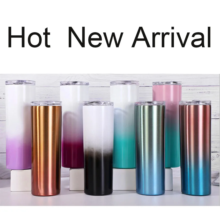 Тонкая кружка из нержавеющей стали объемом 20 унций с крышкой соломенная кофейная