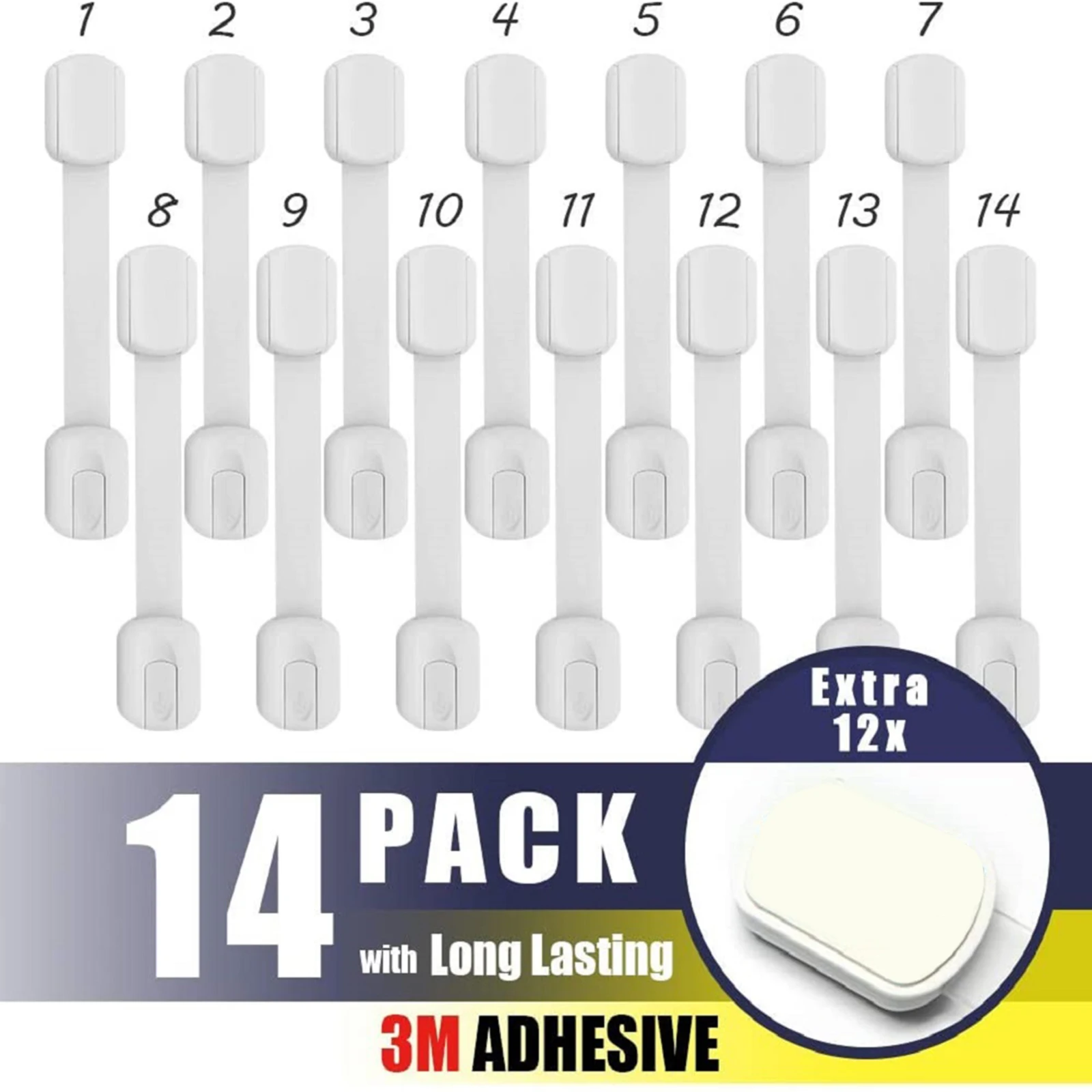 

14pcs Child Safety Lock Drawer Cabinet Door Strap Lock Multifunctional Baby Anti-Pinch Safety Lock Child Proof Latch Strap Lock