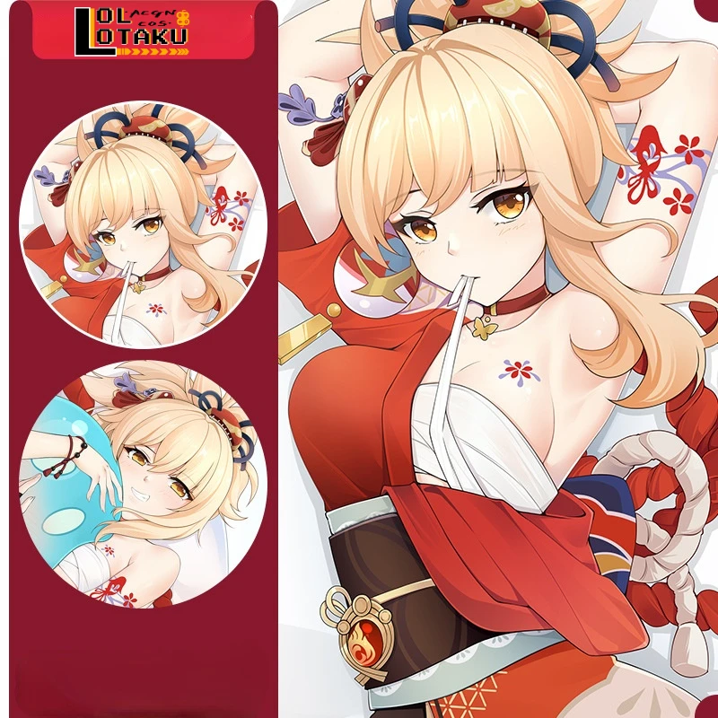 

Naganohara Yoimiya Genshin Impact Dakimakura Hugging Body Pillow Case Otaku Cute Fullbody Pillow Cushion Cover Home Bedding Gift